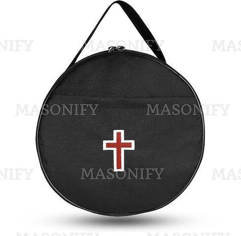 قبعة Masonic Knight Templar مطرزة يدويًا مع حقيبة حمل - غطاء رأس ضابط ممتاز مع شعار الصليب الأحمر - مقاسات من S إلى XXL in Saudi Arabia