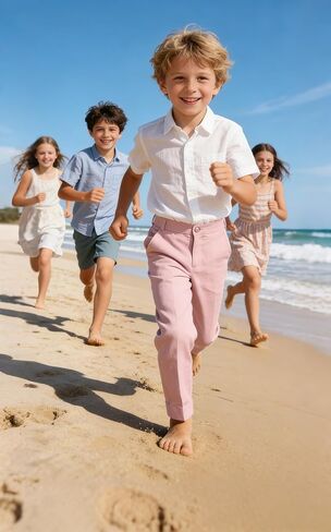 Boys Linen Suits Pants Kids Lightweight Flat Front Dress Pants for Toddler Boy Teens Formal School Uniform Trousers in Saudi Arabia