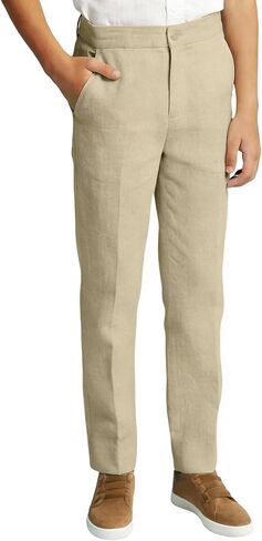 Boys Linen Suits Pants Kids Lightweight Flat Front Dress Pants for Toddler Boy Teens Formal School Uniform Trousers in Saudi Arabia