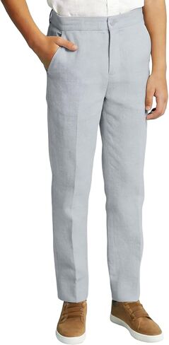Boys Linen Suits Pants Kids Lightweight Flat Front Dress Pants for Toddler Boy Teens Formal School Uniform Trousers in Saudi Arabia