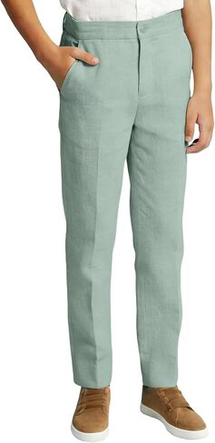 Boys Linen Suits Pants Kids Lightweight Flat Front Dress Pants for Toddler Boy Teens Formal School Uniform Trousers in Saudi Arabia