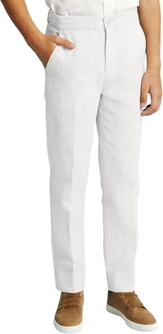 Boys Linen Suits Pants Kids Lightweight Flat Front Dress Pants for Toddler Boy Teens Formal School Uniform Trousers in Saudi Arabia