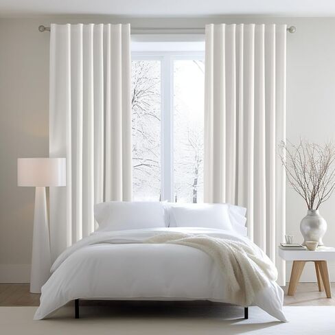 COTTON CRAFT White Curtains 84 Inch Length – 4 Panels Thick Cotton Duck Fabric Reverse Tab Top Window Drapes with Tie Backs – Light Filtering Privacy Curtains – 50 x 84 in Kuwait