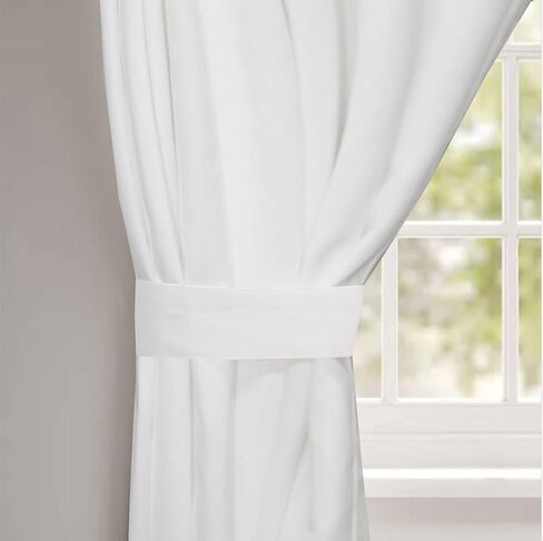 COTTON CRAFT White Curtains 84 Inch Length – 4 Panels Thick Cotton Duck Fabric Reverse Tab Top Window Drapes with Tie Backs – Light Filtering Privacy Curtains – 50 x 84 in Kuwait