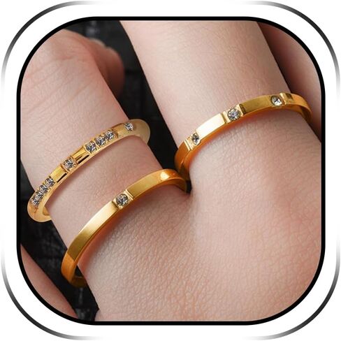 Gold Rings That Don't Tarnish Gold Engagement Rings Gold Cubic Zirconia Rings Danity Wedding Band Rings for Women Non Tarnish Stackable Knuckle Rings Set for Teen Girls in Kuwait