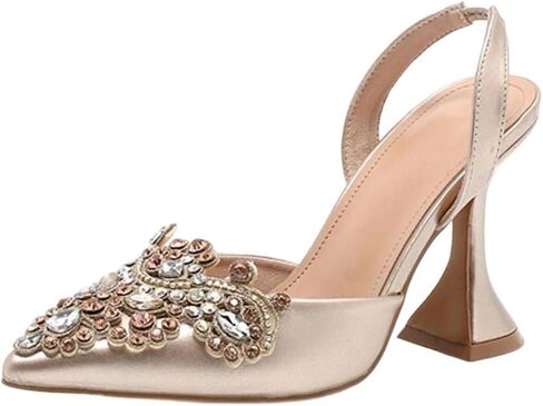 Womens Crystal Rhinestone Pumps Pointed Toe Party Heels in Kuwait