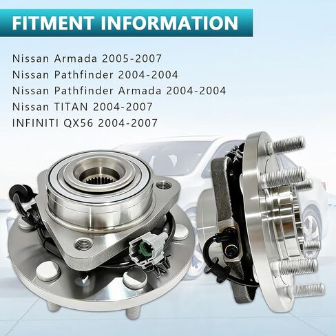 مجموعة محور تحمل العجلات الأمامية 515066 لنيسان أرمادا 2005-2007، باثفايندر 2004، باثفايندر أرمادا 2004، تيتان 2004-2007، إنفينيتي QX56 2004-2007 (قطعتان) in Kuwait