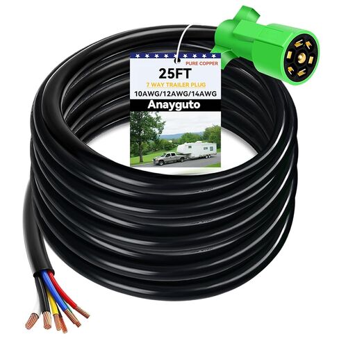 Heavy Duty 7 Pin Trailer Plug 6 FT with PVC Jacketed 7 Way Trailer Plug Pure Copper 7 Pin Trailer Wiring Harness with Color Coded 7 Pin Trailer Connector Round Male 7 Pin Trailer Extension in Saudi Arabia