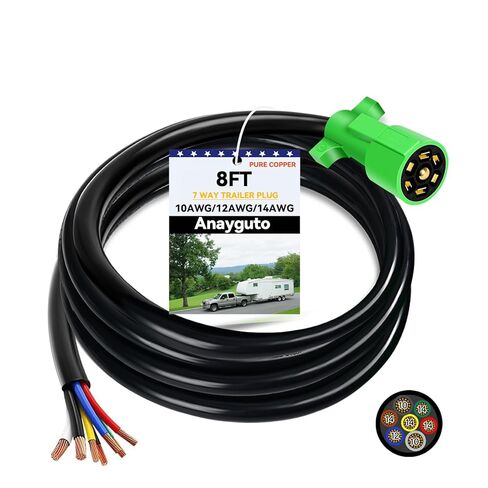 Heavy Duty 7 Pin Trailer Plug 6 FT with PVC Jacketed 7 Way Trailer Plug Pure Copper 7 Pin Trailer Wiring Harness with Color Coded 7 Pin Trailer Connector Round Male 7 Pin Trailer Extension in Saudi Arabia