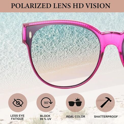 JALEBI Polarized Fit Over Glasses Sunglasses for Women Large Round Cat Eye Shades UV400 Protection Lightweight for Driving in Saudi Arabia