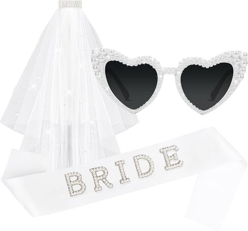 Bride Sunglasses Bride Sash and Veil for Bachelorette Party Decorations Bachelorette Party Accessories Favors White in Kuwait