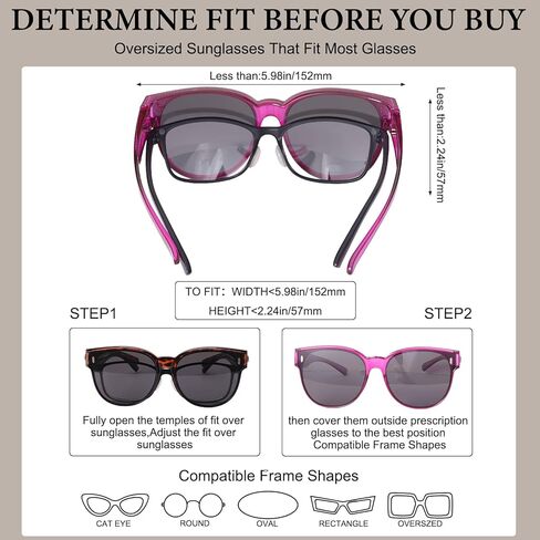 JALEBI Polarized Fit Over Glasses Sunglasses for Women Large Round Cat Eye Shades UV400 Protection Lightweight for Driving in Saudi Arabia