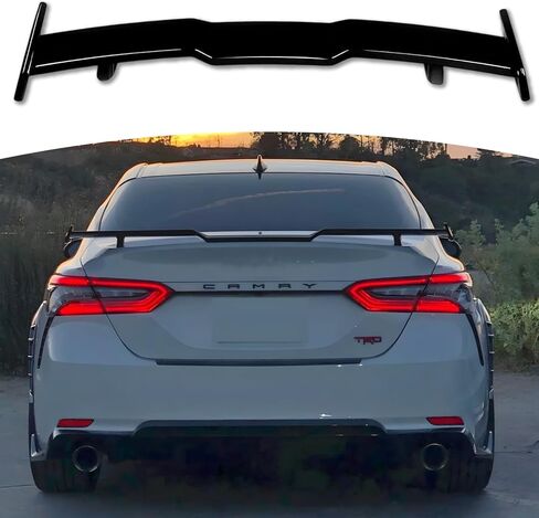 جناح جناح سبويلر مقاس 57 بوصة أسود لامع، متوافق مع 2018-2024 Toyota Camry SE/XSE/LE/XLE/TRD و2018-2020 Honda Accord LX/Sport/EX/Touring، جناح خلفي عالي الركل (أسود لامع) in Kuwait