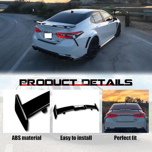 جناح جناح سبويلر مقاس 57 بوصة أسود لامع، متوافق مع 2018-2024 Toyota Camry SE/XSE/LE/XLE/TRD و2018-2020 Honda Accord LX/Sport/EX/Touring، جناح خلفي عالي الركل (أسود لامع) in Kuwait