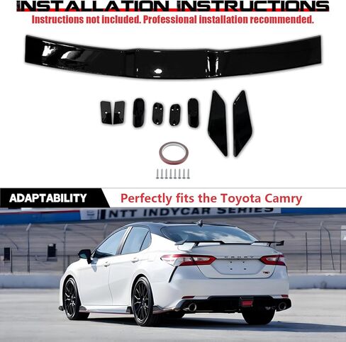 جناح جناح سبويلر مقاس 57 بوصة أسود لامع، متوافق مع 2018-2024 Toyota Camry SE/XSE/LE/XLE/TRD و2018-2020 Honda Accord LX/Sport/EX/Touring، جناح خلفي عالي الركل (أسود لامع) in Kuwait
