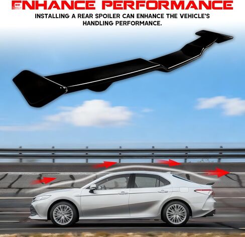 جناح جناح سبويلر مقاس 57 بوصة أسود لامع، متوافق مع 2018-2024 Toyota Camry SE/XSE/LE/XLE/TRD و2018-2020 Honda Accord LX/Sport/EX/Touring، جناح خلفي عالي الركل (أسود لامع) in Kuwait