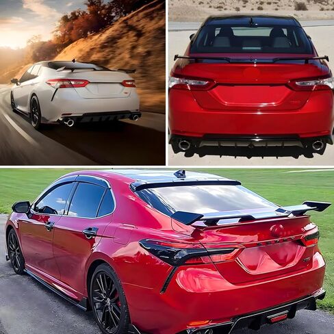 جناح جناح سبويلر مقاس 57 بوصة أسود لامع، متوافق مع 2018-2024 Toyota Camry SE/XSE/LE/XLE/TRD و2018-2020 Honda Accord LX/Sport/EX/Touring، جناح خلفي عالي الركل (أسود لامع) in Kuwait