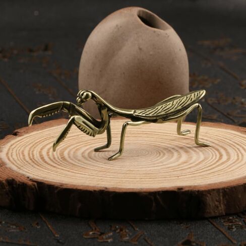 Solid Copper Brass Mantis Small Ornament, Antique Copper Micro Sculpture Tea Pet with Exquisite Details, 1pc in Saudi Arabia