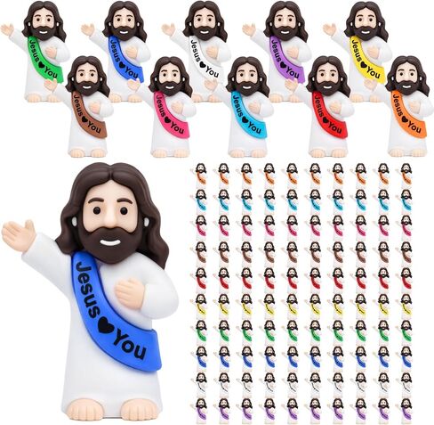 100pcs Pocket Jesus Loves You Figures Baby Praying Jesus Figurines in Bulk Religious Celebration Church Hand Outs Gifts for Baptism, Bible Studies, Easter Egg Stuffers in Kuwait