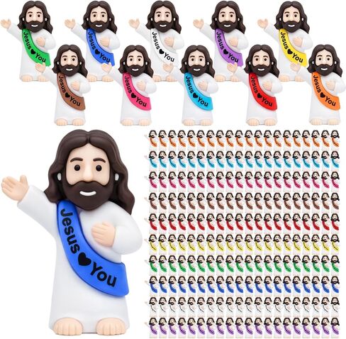100pcs Pocket Jesus Loves You Figures Baby Praying Jesus Figurines in Bulk Religious Celebration Church Hand Outs Gifts for Baptism, Bible Studies, Easter Egg Stuffers in Saudi Arabia