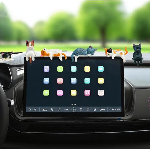 10 قطع تماثيل صغيرة للقطط - ديكور لطيف للقطط من الراتنج للوحة قيادة السيارة، المكتب، المنزل | منحوتة كيتي متينة ورائعة، زخارف مصغرة للقطط in Kuwait