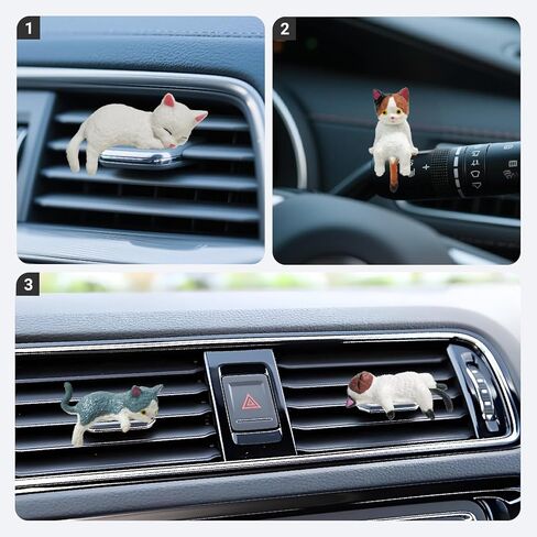 10 قطع تماثيل صغيرة للقطط - ديكور لطيف للقطط من الراتنج للوحة قيادة السيارة، المكتب، المنزل | منحوتة كيتي متينة ورائعة، زخارف مصغرة للقطط in Kuwait