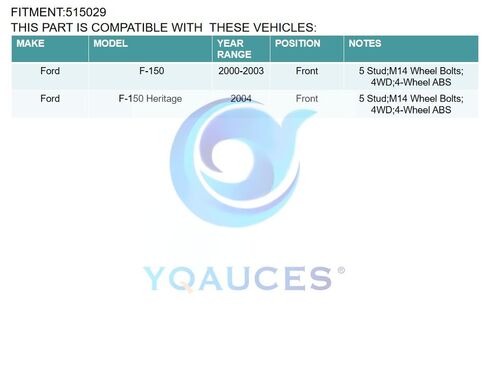 515029 محور العجلة الأمامية ومجموعة المحمل مناسب لـ 4x4 ​​4WD Ford F150 2000-2003، F-150 Heritage 2004، 5 العروات مع ABS in Saudi Arabia