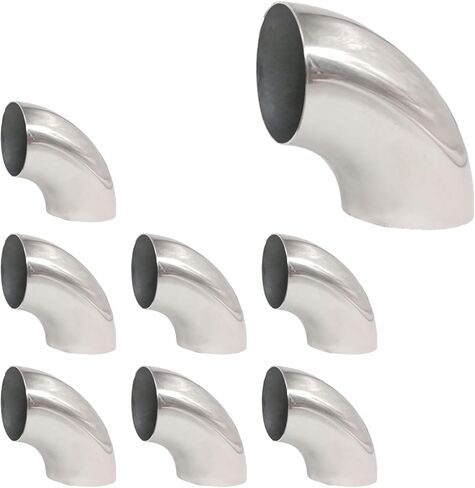 8 Pcs Stainless Steel Exhaust Elbow Pipe, 2.5 Inch OD 90 Degree Bend Elbow, Thickness 16GA/.065" Mandrel Bend Elbow for Stair Handrail, Car Modified Exhaust Elbow Pipe, Exhaust System in Saudi Arabia