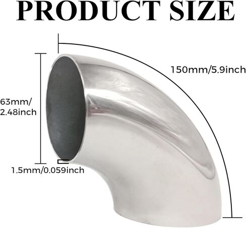8 Pcs Stainless Steel Exhaust Elbow Pipe, 2.5 Inch OD 90 Degree Bend Elbow, Thickness 16GA/.065" Mandrel Bend Elbow for Stair Handrail, Car Modified Exhaust Elbow Pipe, Exhaust System in Saudi Arabia