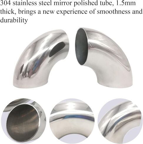 8 Pcs Stainless Steel Exhaust Elbow Pipe, 2.5 Inch OD 90 Degree Bend Elbow, Thickness 16GA/.065" Mandrel Bend Elbow for Stair Handrail, Car Modified Exhaust Elbow Pipe, Exhaust System in Saudi Arabia