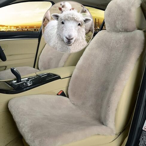 Real Genuine Sheepskin Seat Covers for Cars SUV Trucks Van RV Front Seats Sheepskin Car Seat Covers Sheepskin Automotive Seat Covers Fuzzy Fleece Fur Car Seat Covers Universal Gray (1 Piece) in Kuwait