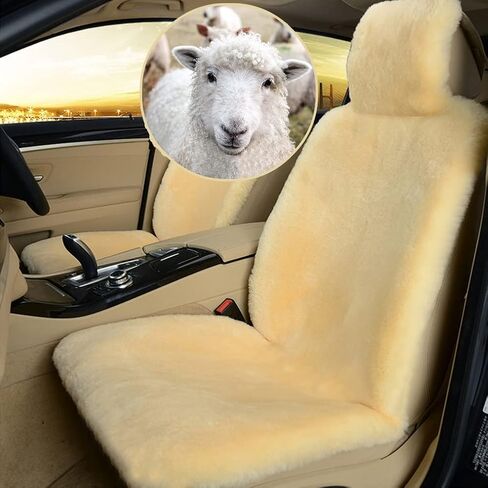 Real Genuine Sheepskin Seat Covers for Cars SUV Trucks Van RV Front Seats Sheepskin Car Seat Covers Sheepskin Automotive Seat Covers Fuzzy Fleece Fur Car Seat Covers Universal Gray (1 Piece) in Kuwait