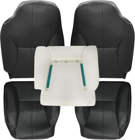 SecosAutoparts السائق والركاب الجانب السفلي والأعلى العجاف الظهر والسائق وسادة رغوة استبدال أغطية مقاعد جلدية سوداء متوافقة مع دودج رام 1500 2500 3500 SLT 1998 1999 2000 2001 2002 in Saudi Arabia