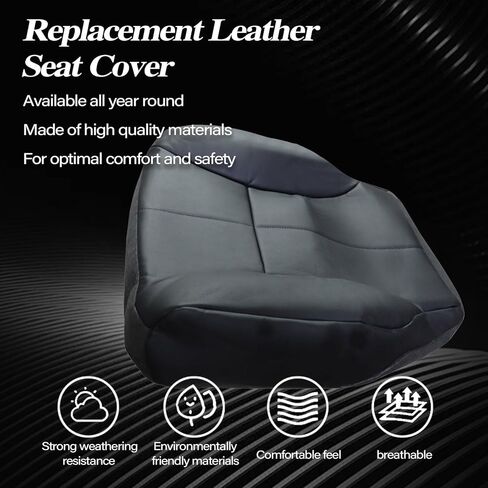 SecosAutoparts السائق والركاب الجانب السفلي والأعلى العجاف الظهر والسائق وسادة رغوة استبدال أغطية مقاعد جلدية سوداء متوافقة مع دودج رام 1500 2500 3500 SLT 1998 1999 2000 2001 2002 in Saudi Arabia