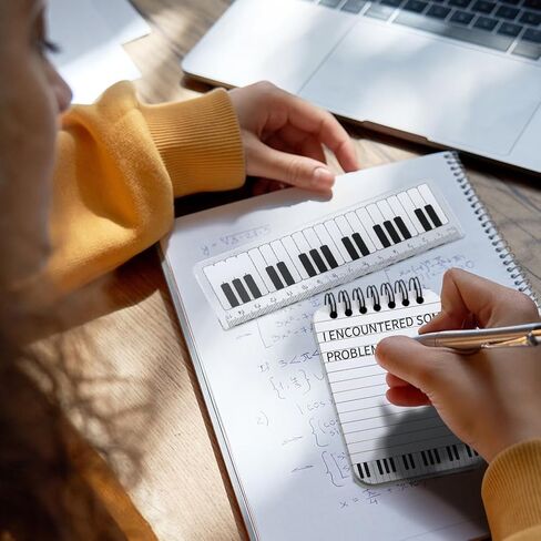 Winterworm 6 in 1 Musical Theme Stationery Set,Including 1 Memo Notepad 1 Piano Pattern Ruler 2 Music Notes Pencil and Eraser for Music Teachers Students School Study Gift in Saudi Arabia