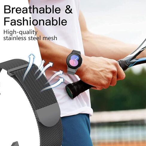 Compatible for Galaxy Watch 5 Band Pro 45mm,Galaxy Watch 6 Band,Galaxy Watch 5 40mm 44mm Band,No Gap Mesh Band,Stainless Steel Metal Replacement Strap for Men Women in Kuwait