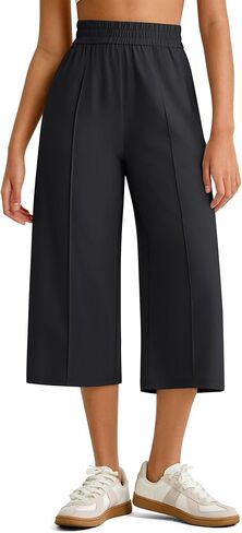 G4Free Chillwhisp Lightweight Flowy Wide Leg Capris Women - Front Seam Summer Cropped Pants for Travel Beach in Saudi Arabia