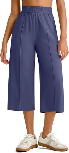 G4Free Chillwhisp Lightweight Flowy Wide Leg Capris Women - Front Seam Summer Cropped Pants for Travel Beach in Saudi Arabia