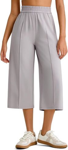 G4Free Chillwhisp Lightweight Flowy Wide Leg Capris Women - Front Seam Summer Cropped Pants for Travel Beach in Saudi Arabia