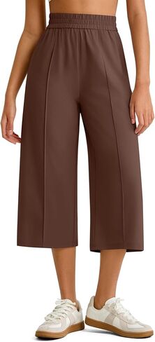 G4Free Chillwhisp Lightweight Flowy Wide Leg Capris Women - Front Seam Summer Cropped Pants for Travel Beach in Saudi Arabia