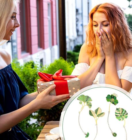 4 قطع من الإشارات المرجعية للنباتات المعدنية، هدايا لمحبي النباتات على شكل ورقة شجر للنساء، إشارات مرجعية لطيفة على شكل أوراق شجر إكسسوارات أدبية لطيفة، هدية مثالية للنباتات ومحبي الأدب in Saudi Arabia