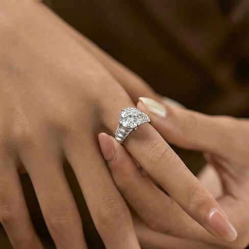 خاتم خطوبة جولينو سوليتير مويسانيتي، 5 قيراط D لون VVS1 وضوح، 925 الفضة الاسترليني مطلي مع البلاتين، حلقات قابلة للتعديل للنساء، هدية مثالية للنساء in Kuwait