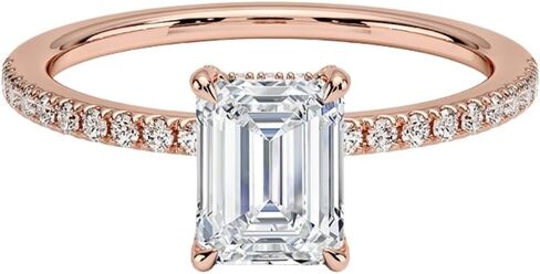 IGI Certified 1-5 Ct Emerald Cut Lab Grown Diamond Ring – 10K/14K/18K Solid Gold, 925 Sterling Silver & 950 Platinum | Hidden Halo Engagement Ring for Women in Saudi Arabia