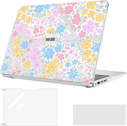 YSCLBAHUK Case for Microsoft Surface Laptop 13.8 inch 2024 Release 7th Edition,Model: 2036 Creative Pattern Durable Scratch-Resistant,with Screen Protector+ Keyboard Cover,Pink Meadow in Kuwait