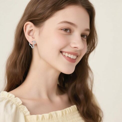 Sterling Silver Mouse Earrings - Sparkle Cubic Zirconia Cute Mouse-Shaped Hoop Earring Hypoallergenic Lightweight Lovely Jewelry Gifts for Her Teens Daughter Granddaughter Niece in Saudi Arabia