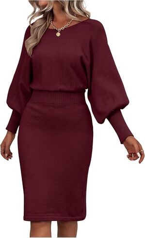 SOLY HUX Women's Sweater Dress Bishop Long Sleeve Crewneck Bodycon Casual Dresses in Saudi Arabia