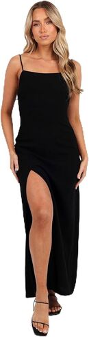 Petal & Pup Women's Sawyer-midi-Slip-Dress-Black in Saudi Arabia