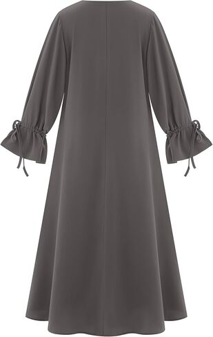 Muslim Dresses for Women Long Sleeve Tie Cuffs Islamic Prayer Dress Abaya Kaftan Dubai Casual Dress in Saudi Arabia