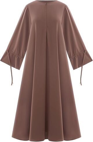 Muslim Dresses for Women Long Sleeve Tie Cuffs Islamic Prayer Dress Abaya Kaftan Dubai Casual Dress in Saudi Arabia