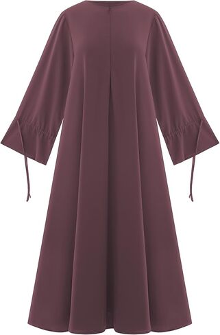 Muslim Dresses for Women Long Sleeve Tie Cuffs Islamic Prayer Dress Abaya Kaftan Dubai Casual Dress in Saudi Arabia